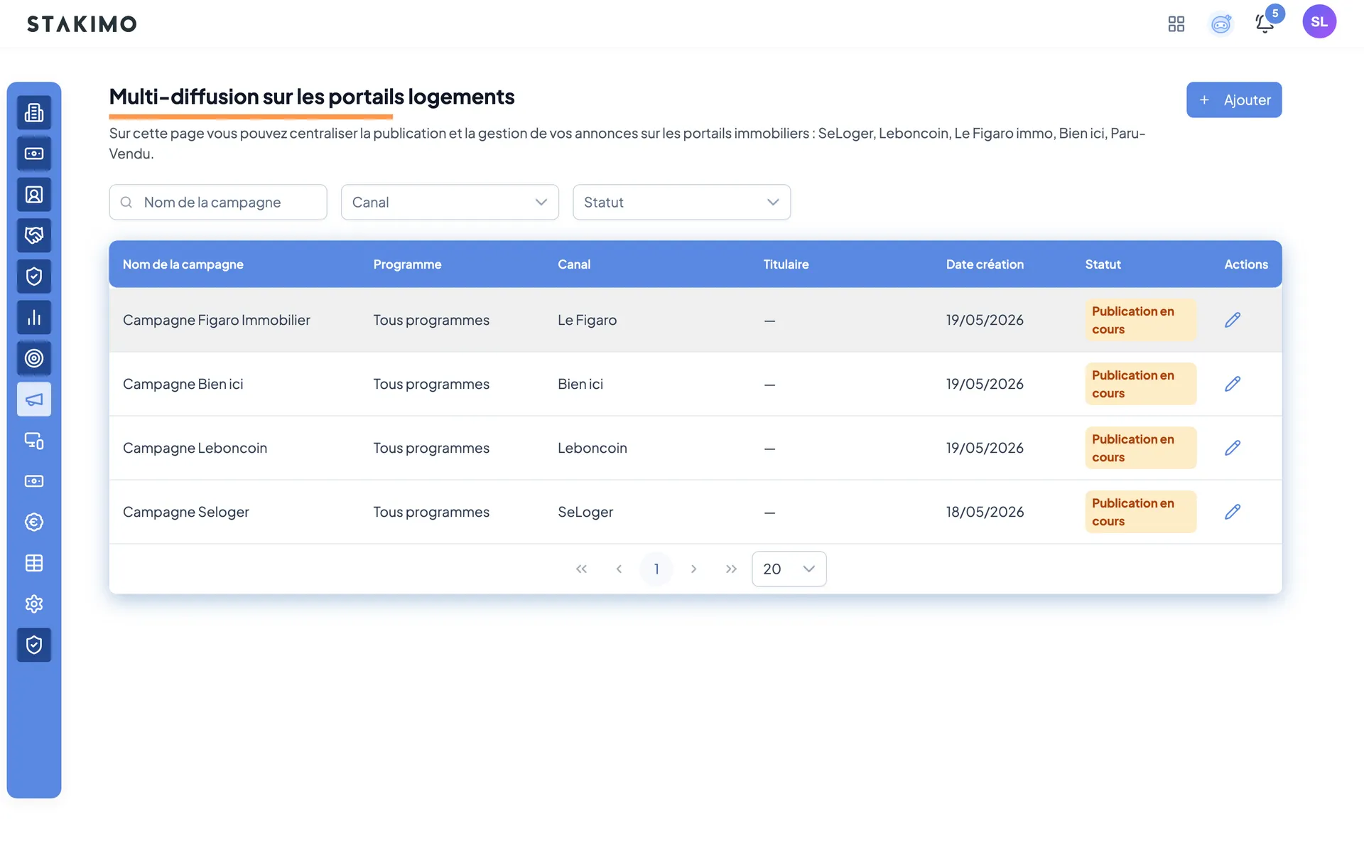Multi-diffusion : campagnes de publication des annonces sur SeLoger, Leboncoin, Le Figaro Immo et Bien’ici.